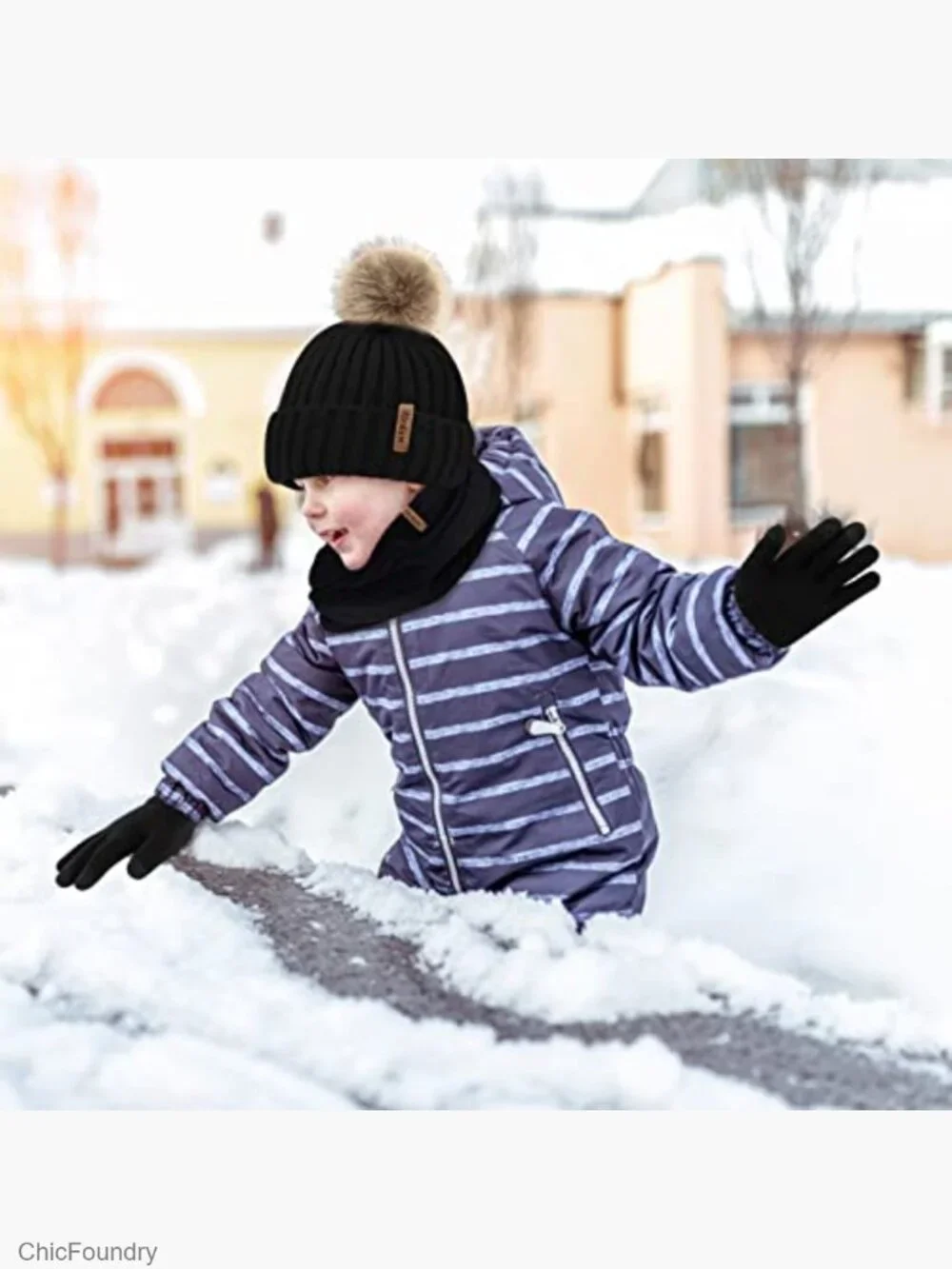 Kids Winter Hat Gloves Scarf Set with Touchscreen Mittens
